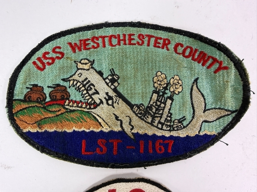 Vintage Vietnam War US Navy USS Westchester County LST-1167 In-Country Embroidered Jacket Patches Set 7'W and 3'W [Photo 2]