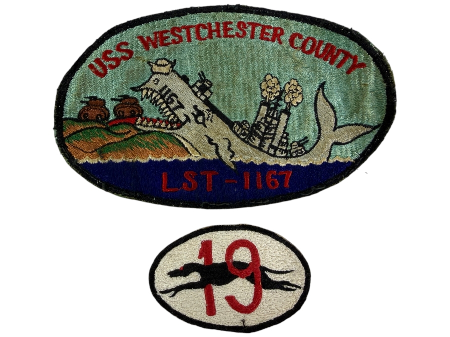 Vintage Vietnam War US Navy USS Westchester County LST-1167 In-Country Embroidered Jacket Patches Set 7'W and 3'W