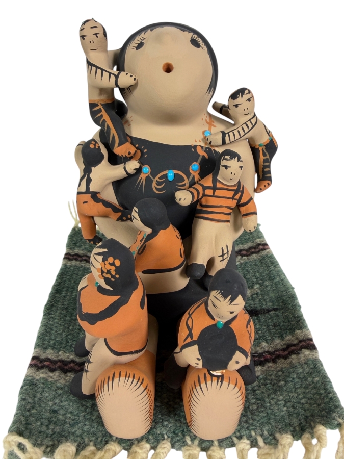 Vintage Teresita Ortiz Signed Chimayo New Mexico Native American Pottery Storyteller Figurine Dated 10/99 5' X 5'