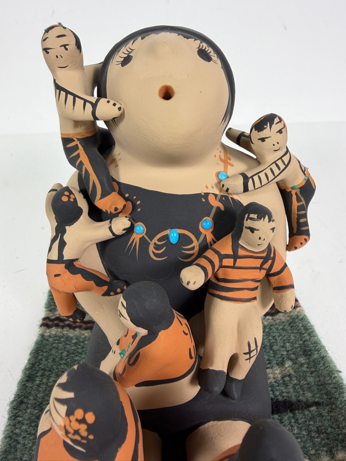 Vintage Teresita Ortiz Signed Chimayo New Mexico Native American Pottery Storyteller Figurine Dated 10/99 5' X 5' [Photo 3]
