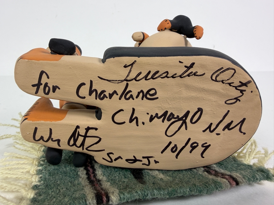 Vintage Teresita Ortiz Signed Chimayo New Mexico Native American Pottery Storyteller Figurine Dated 10/99 5' X 5' [Photo 8]