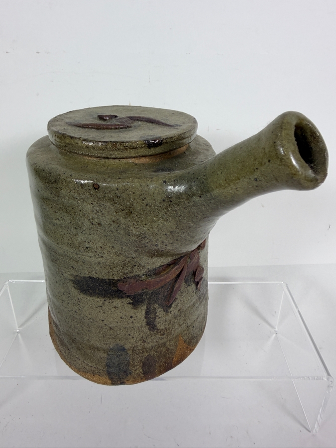 Vintage Mid Century Modern Studio Pottery Stoneware Side Handled Kyusu Teapot Signed 8'H [Photo 2]