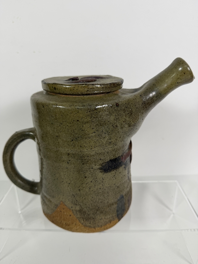 Vintage Mid Century Modern Studio Pottery Stoneware Side Handled Kyusu Teapot Signed 8'H [Photo 3]