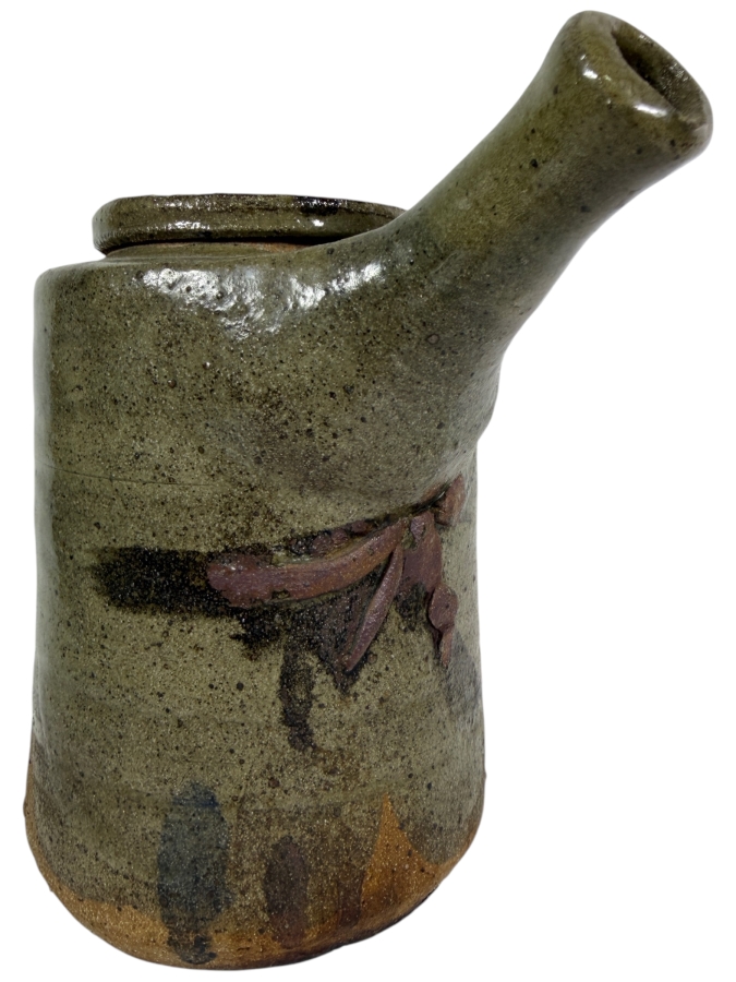 Vintage Mid Century Modern Studio Pottery Stoneware Side Handled Kyusu Teapot Signed 8'H