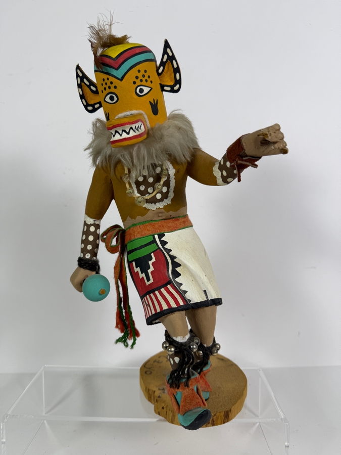 Vintage Tony Espinosa Hand Carved Cottonwood Fox Katsina Kachina Doll Inscribed Kachina Doll God 14'H [Photo 3]