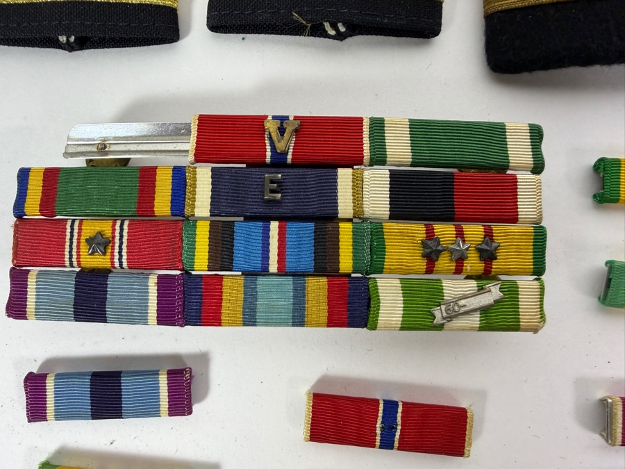 Large Collection Of Vintage US Navy Captain Shoulder Boards And Assorted Uniform Ribbon Bars [Photo 2]