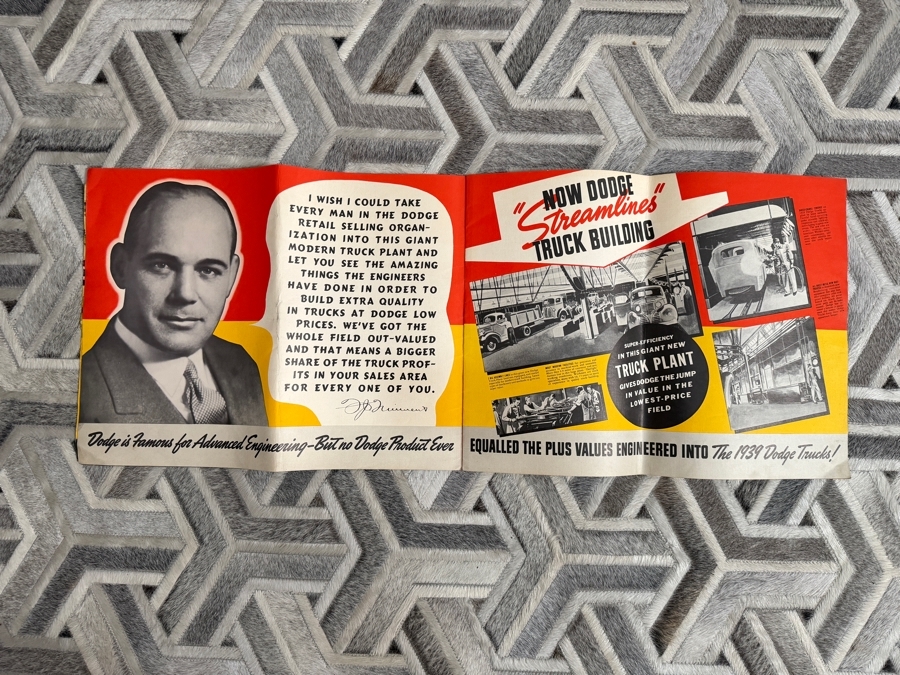 Original Vintage 1939 Dodge Job-Rated Trucks Giant Plant Dealership Promotional Sales Brochure Folder [Photo 3]