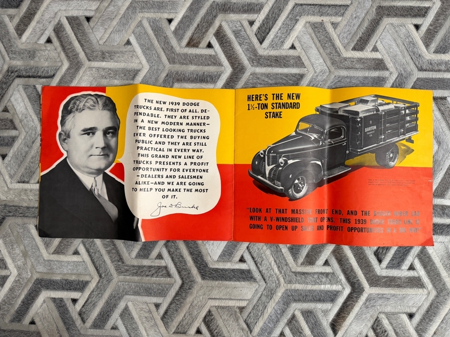 Original Vintage 1939 Dodge Job-Rated Trucks Giant Plant Dealership Promotional Sales Brochure Folder [Photo 4]