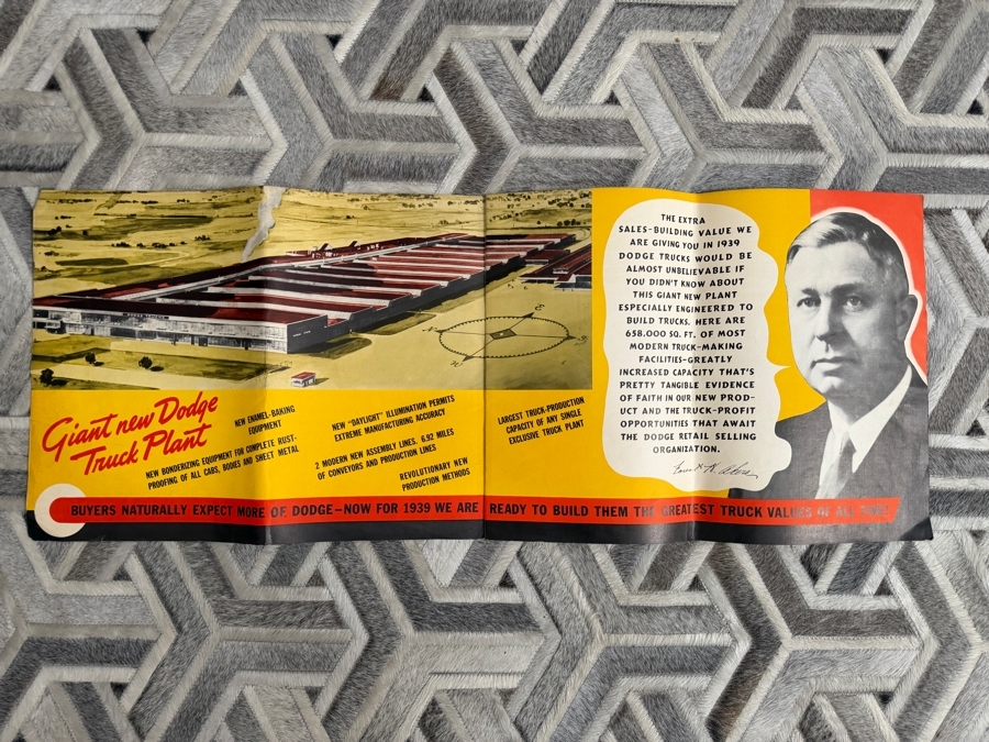 Original Vintage 1939 Dodge Job-Rated Trucks Giant Plant Dealership Promotional Sales Brochure Folder [Photo 2]