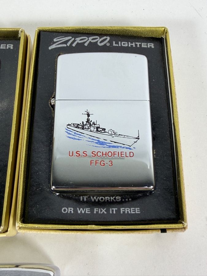 Collection Of Five Vintage US Navy And Royal Canadian Navy Military Commemorative Zippo Lighters [Photo 2]