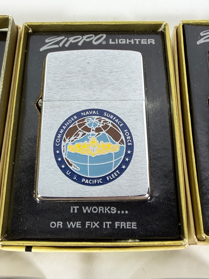 Collection Of Five Vintage US Navy And Royal Canadian Navy Military Commemorative Zippo Lighters [Photo 3]