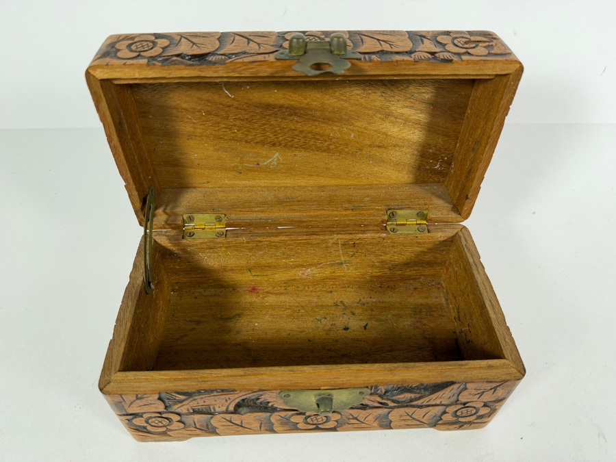 Vintage Chinese Hand Carved Camphor Wood Storage Chest Box With Figural Landscape Relief Panels And Brass Clasp 8'W X 4.24'D X 4'H [Photo 5]
