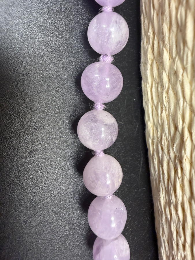 Vintage Hand Knotted Single Strand Continuous Round Lavender Amethyst Bead Opera Length Necklace 32'L [Photo 2]