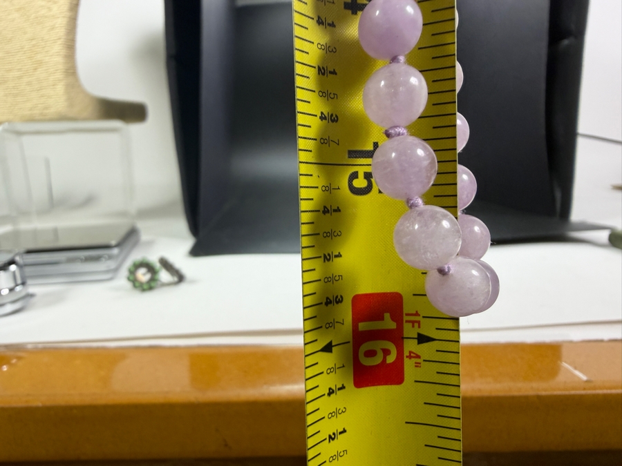 Vintage Hand Knotted Single Strand Continuous Round Lavender Amethyst Bead Opera Length Necklace 32'L [Photo 3]