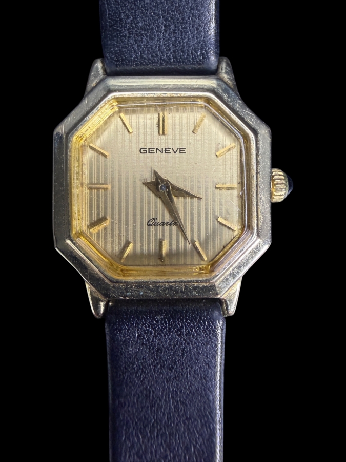 Vintage Geneve Octagonal Solid 14K Yellow Gold Quartz Ladies Dress Watch 11.2g