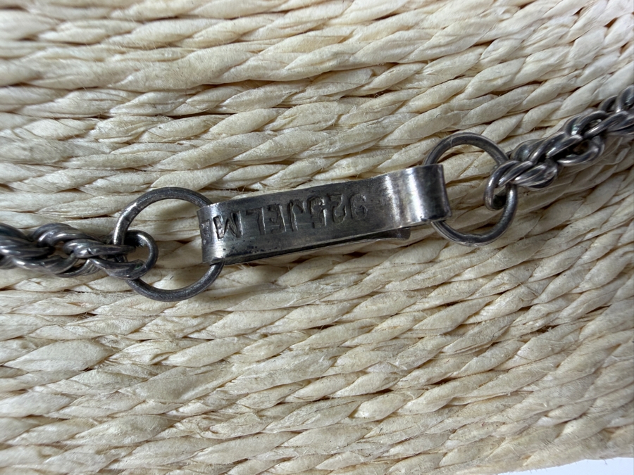 Vintage Sterling Silver Heavy Rope Chain Necklace And Mussel Shell Pendant Combo 18'L 27.2g [Photo 12]
