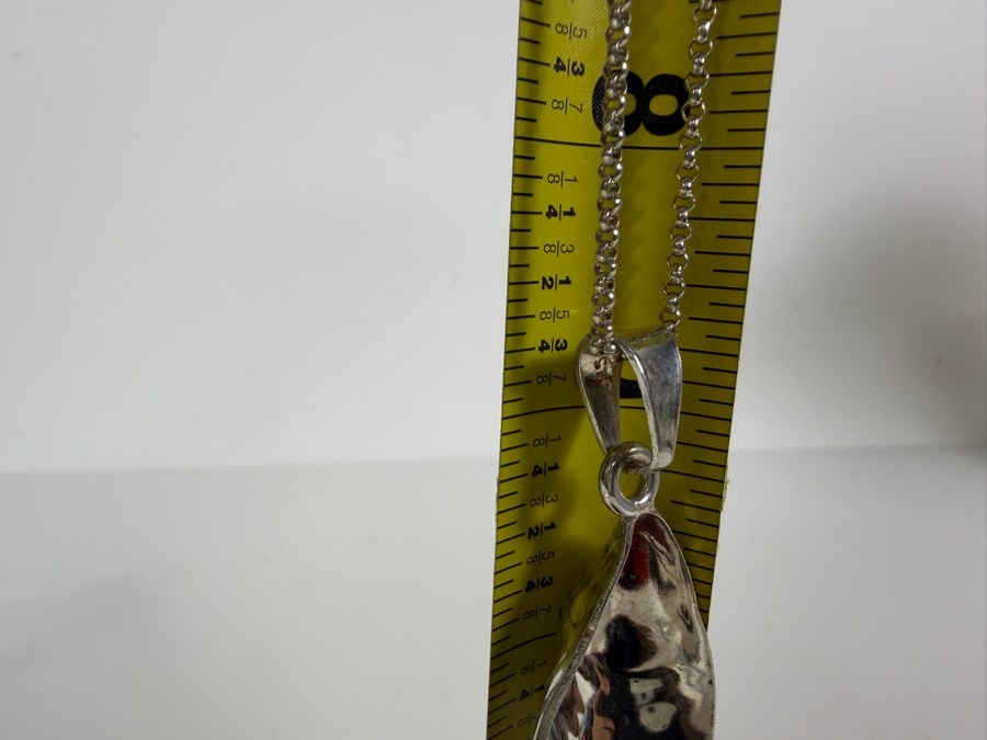 Vintage Sterling Silver Heavy Rope Chain Necklace And Mussel Shell Pendant Combo 18'L 27.2g [Photo 8]