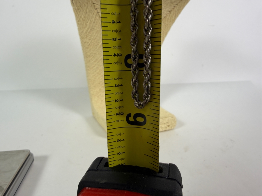 Vintage Sterling Silver Heavy Rope Chain Necklace And Mussel Shell Pendant Combo 18'L 27.2g [Photo 13]