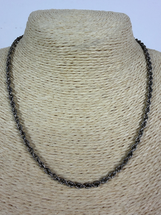 Vintage Sterling Silver Heavy Rope Chain Necklace And Mussel Shell Pendant Combo 18'L 27.2g [Photo 10]