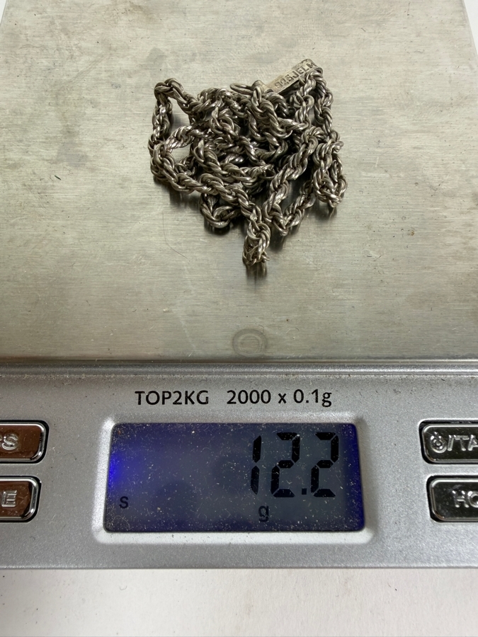 Vintage Sterling Silver Heavy Rope Chain Necklace And Mussel Shell Pendant Combo 18'L 27.2g [Photo 14]