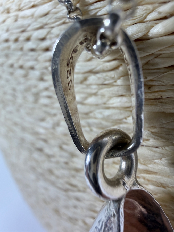 Vintage Sterling Silver Heavy Rope Chain Necklace And Mussel Shell Pendant Combo 18'L 27.2g [Photo 5]