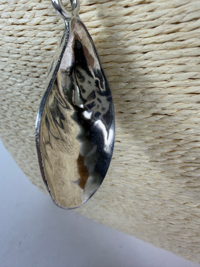 Vintage Sterling Silver Heavy Rope Chain Necklace And Mussel Shell Pendant Combo 18'L 27.2g [Photo 6]