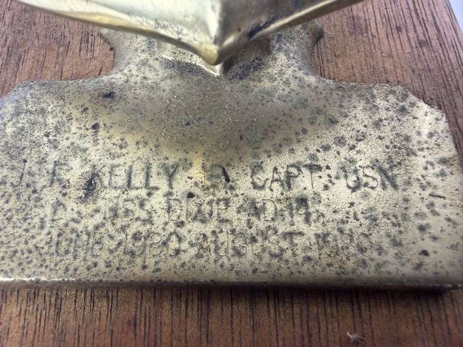 Pair Of Vintage US Navy Custom Military Brass Anchor Presentation Plaques Inscribed Kelly And Fulton 11'H [Photo 5]