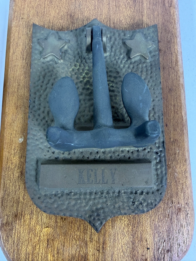 Pair Of Vintage US Navy Custom Military Brass Anchor Presentation Plaques Inscribed Kelly And Fulton 11'H [Photo 3]