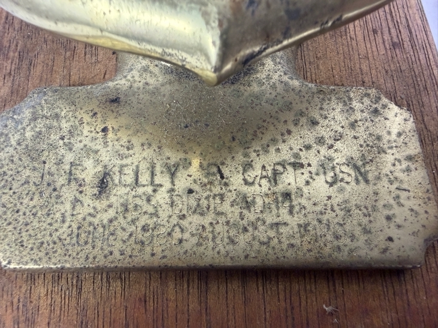 Pair Of Vintage US Navy Custom Military Brass Anchor Presentation Plaques Inscribed Kelly And Fulton 11'H [Photo 4]