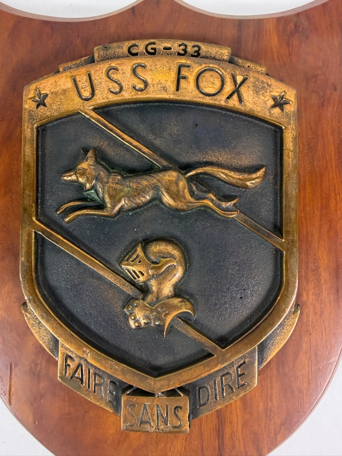 Vintage Vietnam War US Navy USS Fox CG33 Guided Missile Cruiser Bronze Commemorative Shield Plaque 10 X12 [Photo 2]