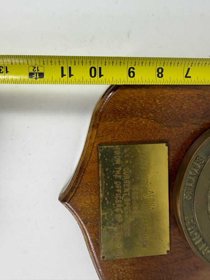 Vintage CINCPACFLT Commander In Chief US Pacific Fleet Brass Presentation Plaque To LCDR James F Kelly Jr USN Dated 1960 To 1963 10.5 X 12 [Photo 5]