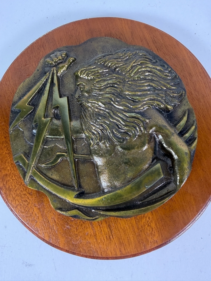 Pair Of Vintage British Royal Navy HMS Terror Singapore Club Presentational And Poseidon Wooden Wall Plaques 7'W And 6'W X 7'H [Photo 4]