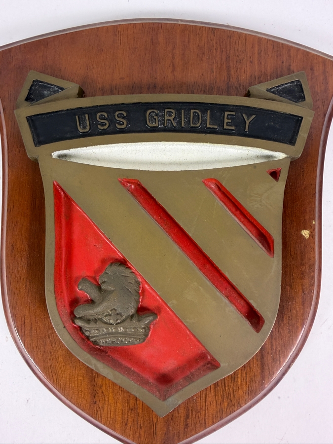 Vintage Vietnam War US Navy USS Gridley DLG21 Leahy Class Guided Missile Frigate Bronze Crest Plaque 10 X 10 [Photo 2]