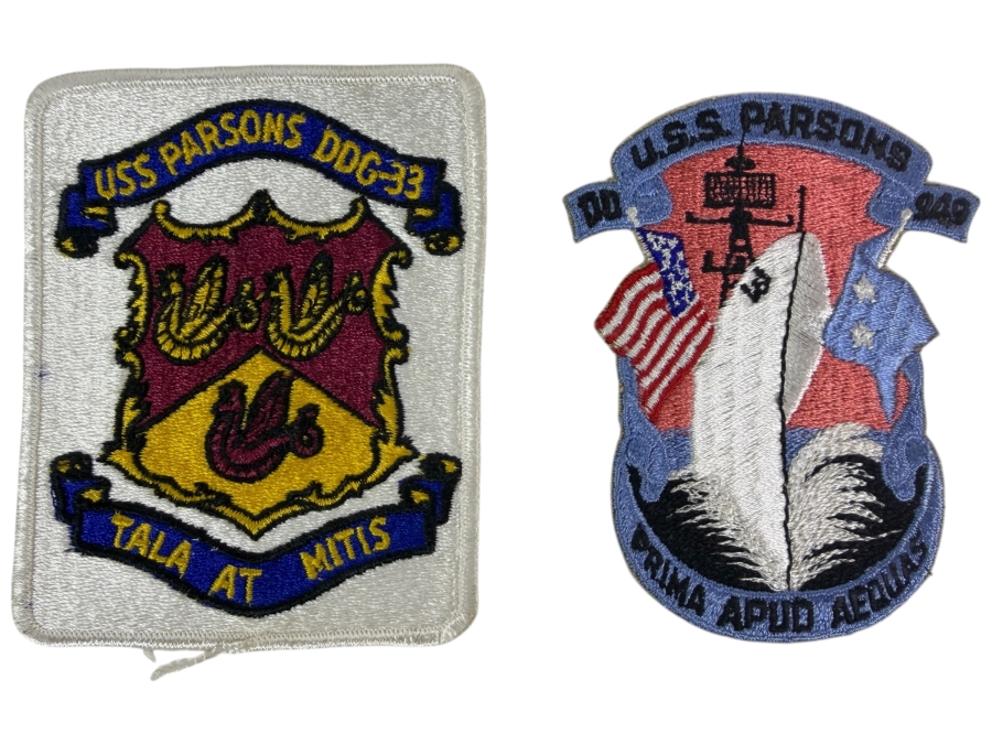 Pair Of Vintage Cold War US Navy USS Parsons DD949 And DDG33 Guided Missile Destroyer Uniform Patches