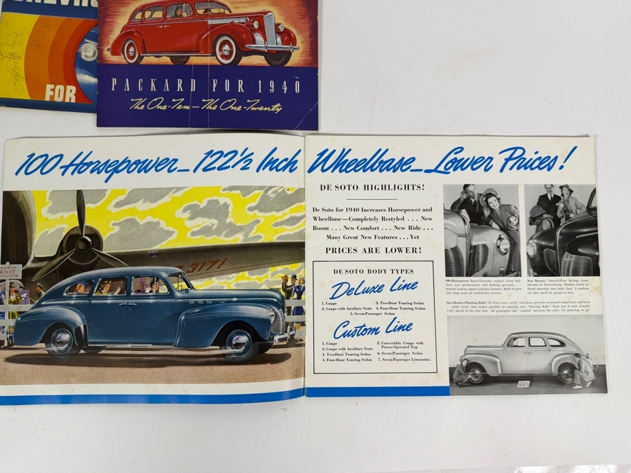 Collection Of Four Original Vintage 1940 Automotive Sales Brochures For Chevrolet Packard Plymouth And De Soto [Photo 14]