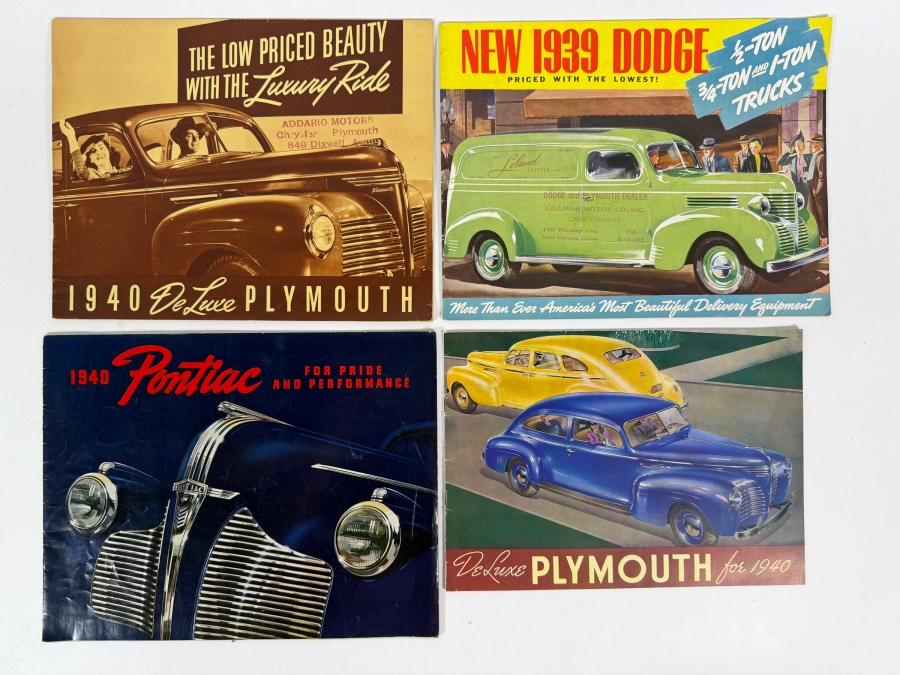 Collection Of Four Original Vintage 1939 To 1940 Automotive Sales Brochures For Plymouth Dodge And Pontiac [Photo 2]