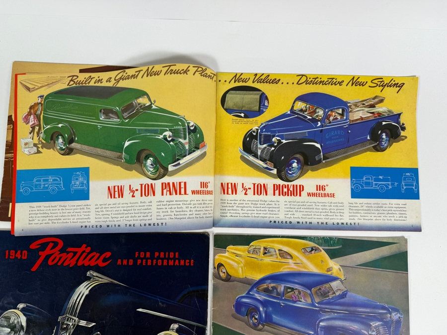 Collection Of Four Original Vintage 1939 To 1940 Automotive Sales Brochures For Plymouth Dodge And Pontiac [Photo 4]