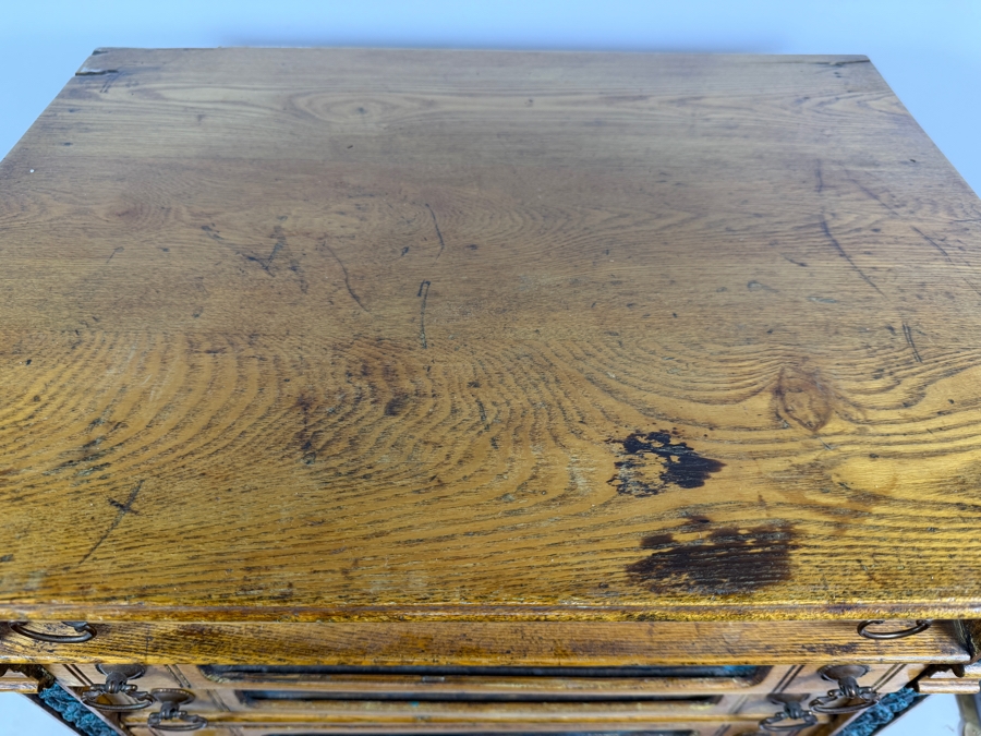 Vintage Carved Wooden Four Drawer Spool Cabinet Collector Chest 23'W X 17.5'D X 17.5'H [Photo 4]