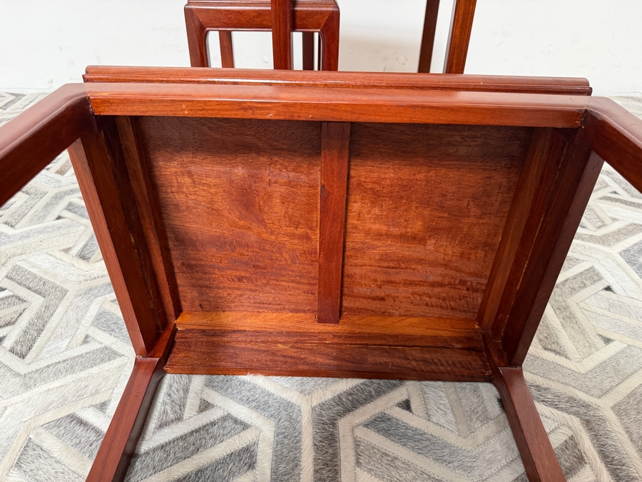Vintage Chinese Wooden Nesting Side Tables Set Of Three With Floating Top Panels Largest: 20'W X 15'D X 25'H [Photo 4]
