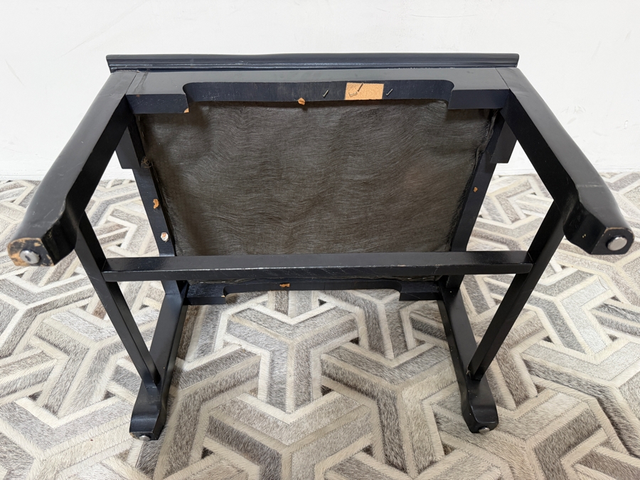 Vintage Chinese Ebonized Black Lacquer Horseshoe Back Armchair With Carved Dragon Splat 26'W X 23'D X 31'H [Photo 8]