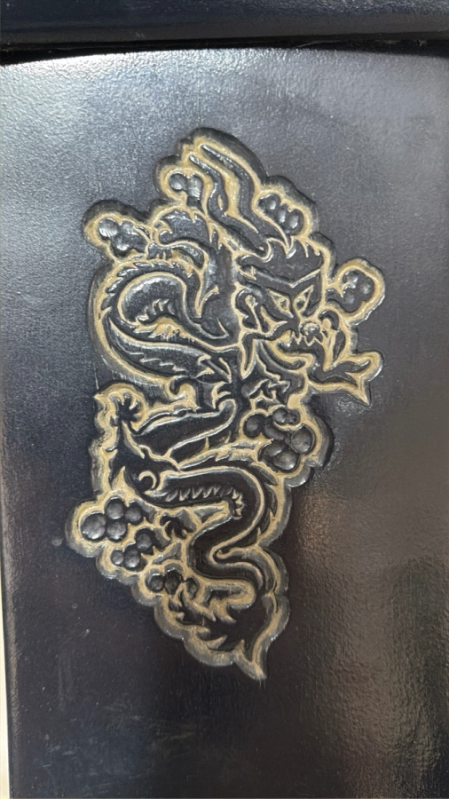 Vintage Chinese Ebonized Black Lacquer Horseshoe Back Armchair With Carved Dragon Splat 26'W X 23'D X 31'H [Photo 3]