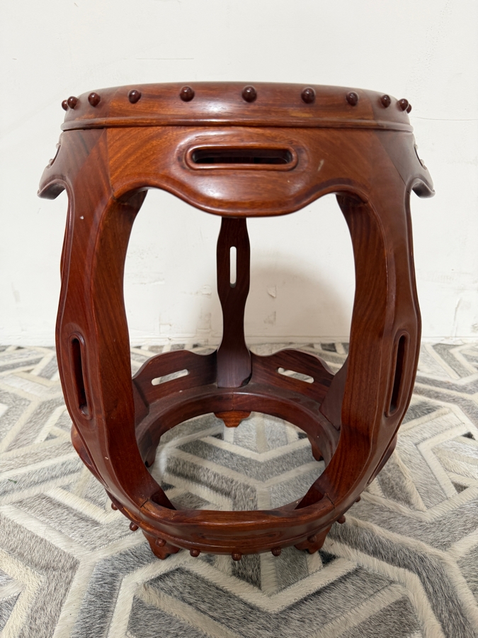 Vintage George Zee And Co Ltd Kiln Dried Rosewood Barrel Form Garden Stool 17'W X 18.5'H [Photo 3]
