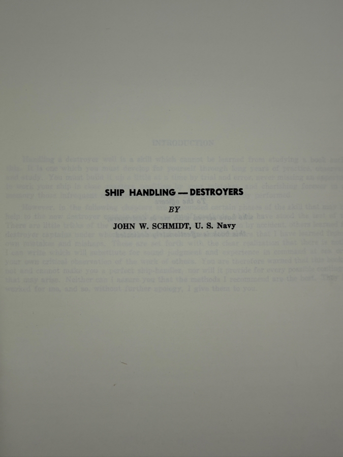 Vintage US Navy 'Ship Handling - Destroyers' Unclassified Instructional Manuscript Manual By CAPT John W. Schmidt [Photo 2]