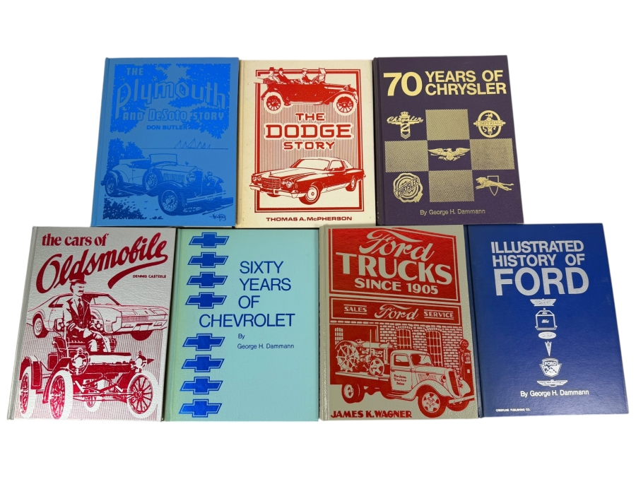 Collection Of Seven Crestline Publishing Crestline Automotive History Hardcover Books Including Ford Chevrolet And Chrysler