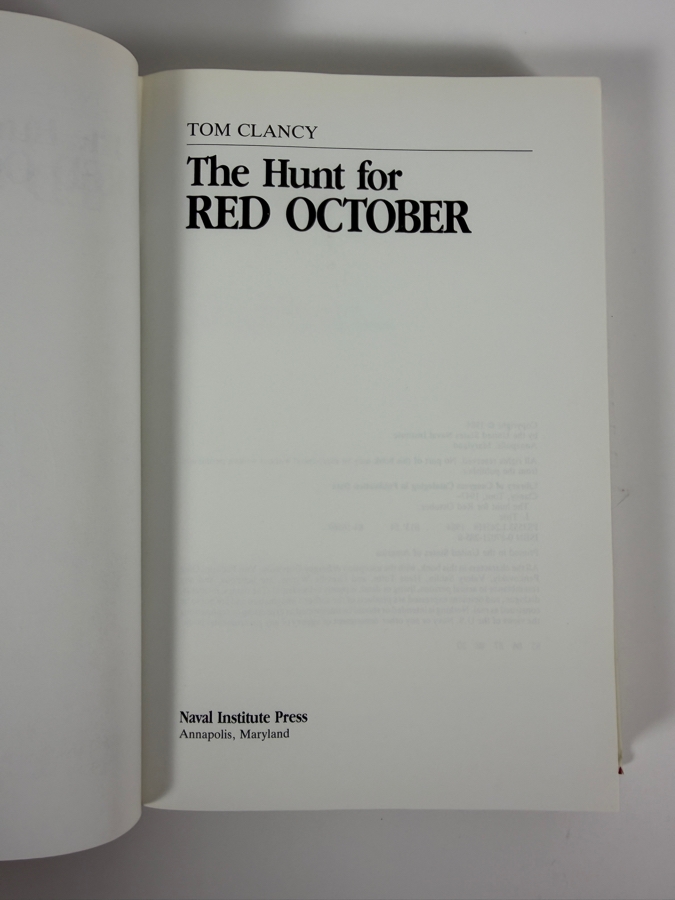 SIGNED The Hunt For Red October By Tom Clancy Signed Hardcover Book [Photo 5]