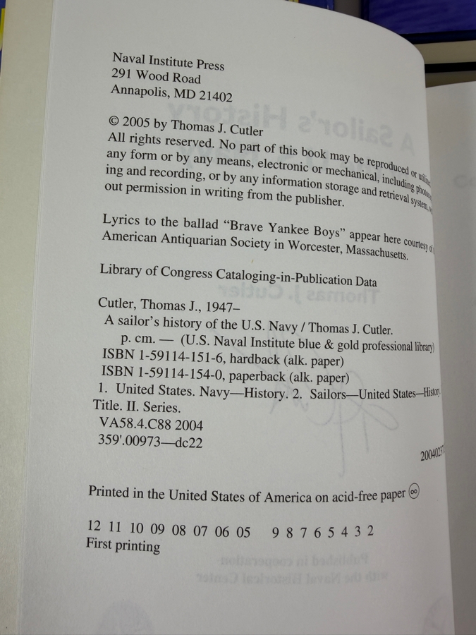 Collection Of Four Signed Naval Fiction And Biography Books All Hand Signed By Authors Stuart Landersman Joe Ditler and Thomas J Cutler [Photo 13]