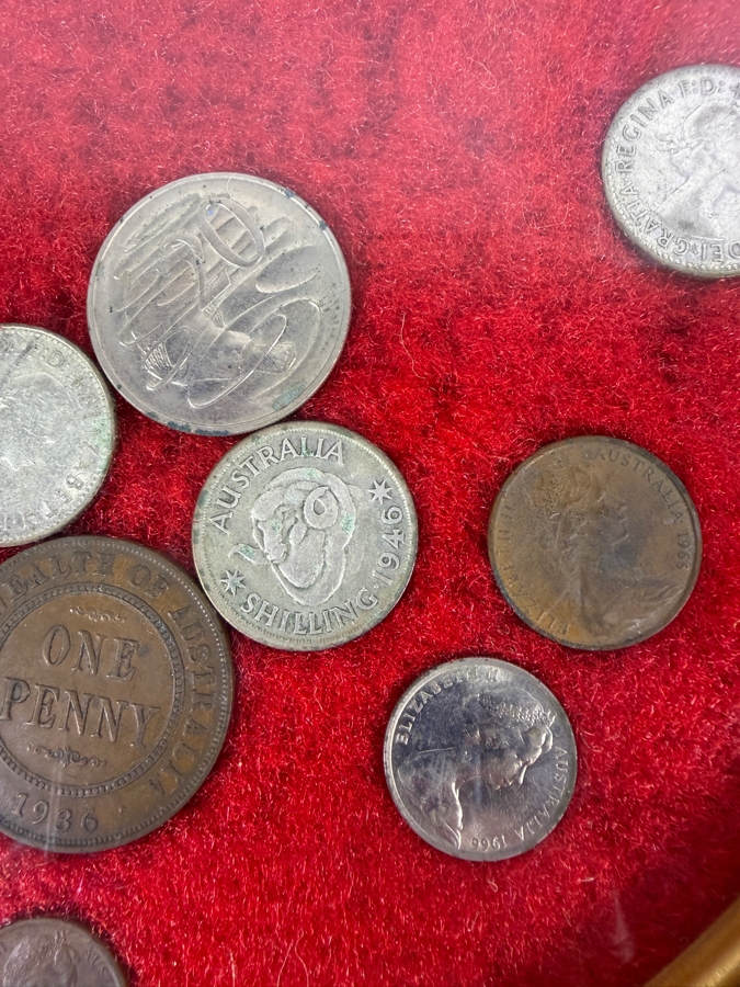 Framed Mixed Collection Of Vintage Australian Pre-Decimal And Great Britain Coins [Photo 4]