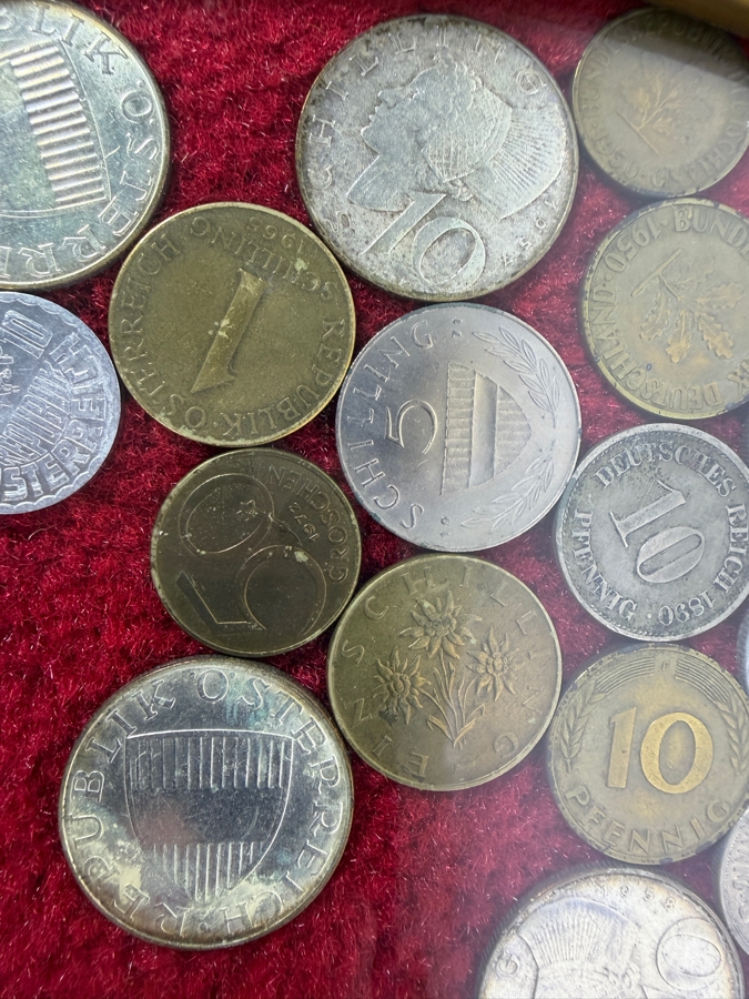 Framed Mixed Collection Of Vintage Pre-Euro West German Deutsche Mark and Austrian Schilling Coins [Photo 6]