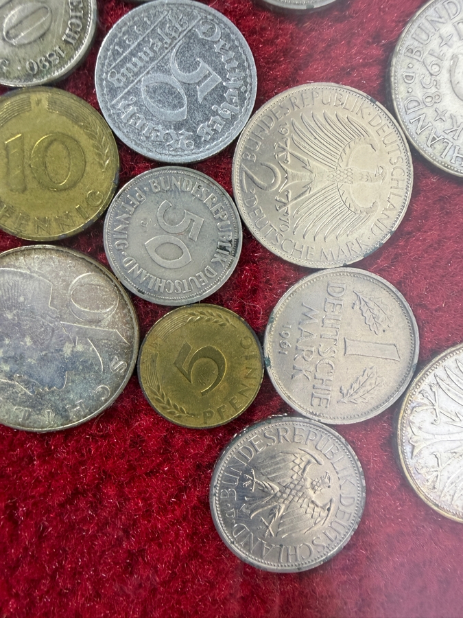 Framed Mixed Collection Of Vintage Pre-Euro West German Deutsche Mark and Austrian Schilling Coins [Photo 3]