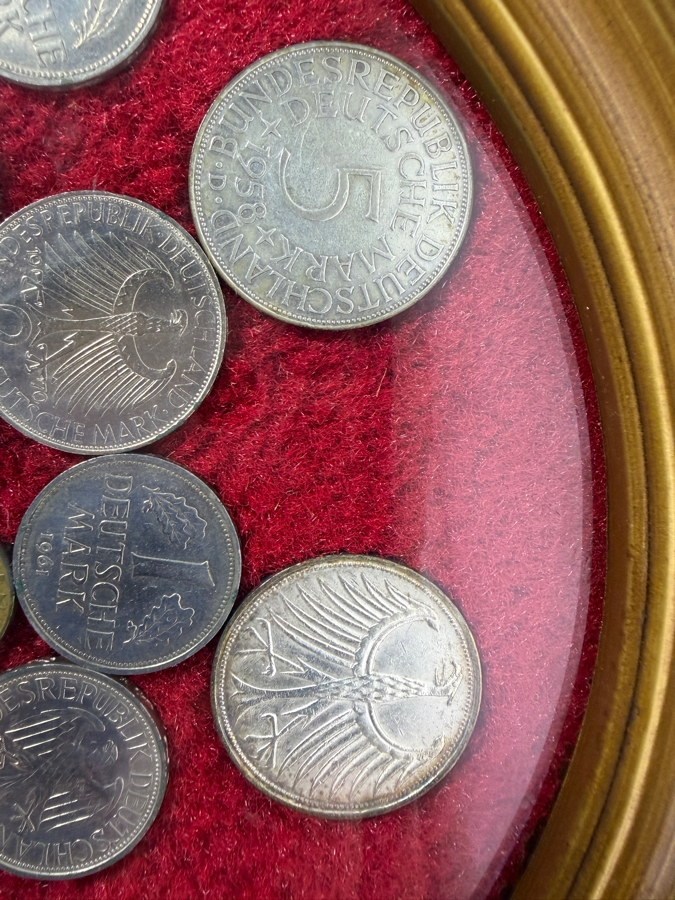 Framed Mixed Collection Of Vintage Pre-Euro West German Deutsche Mark and Austrian Schilling Coins [Photo 2]